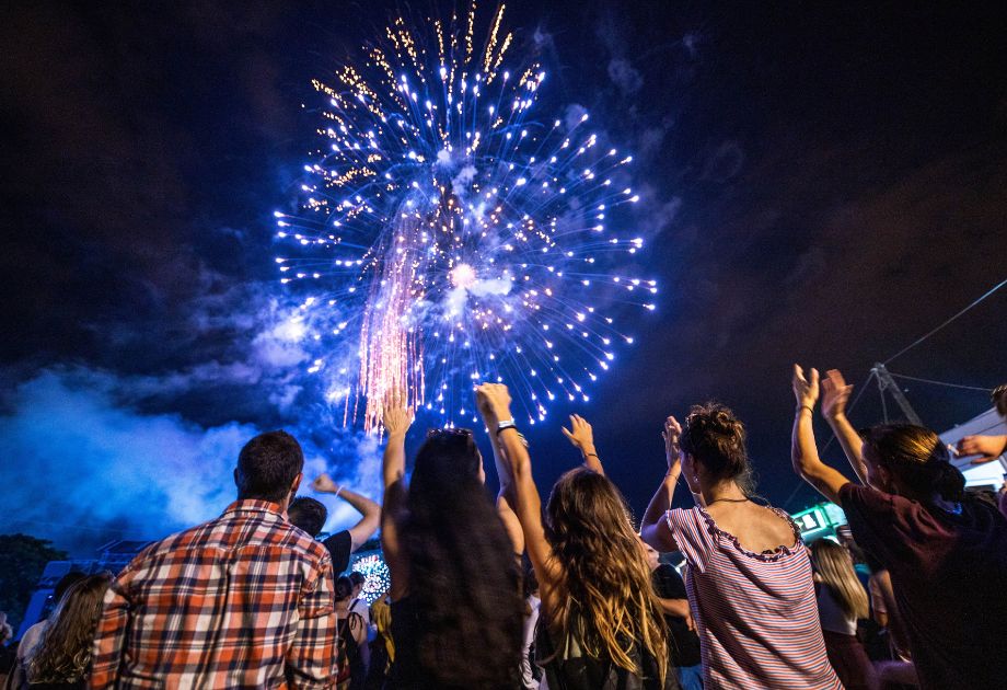 Enjoying fireworks at a community event